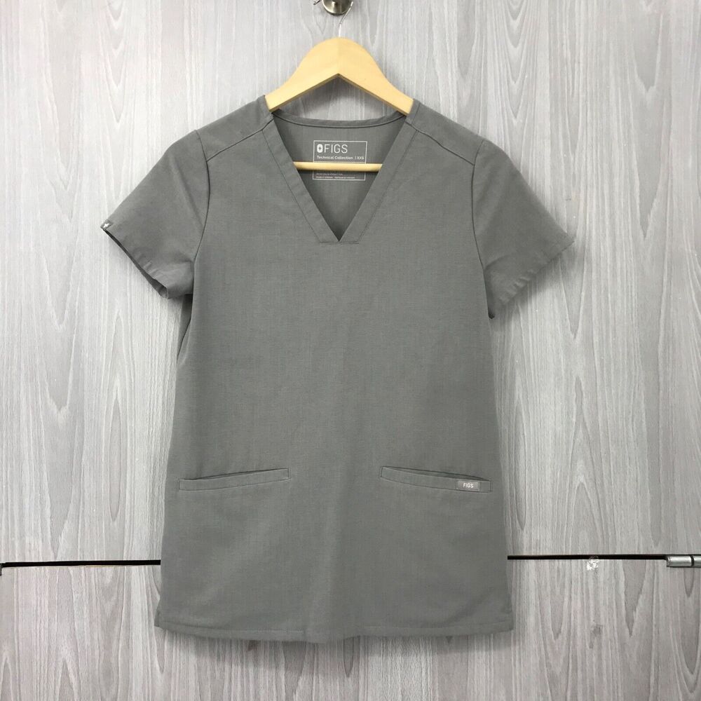 FIGS Women's‎ Technical Collection Casma Three-Pocket Scrub Top FW1100 XXS Gray